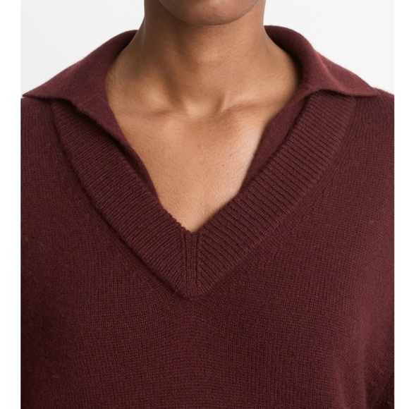 Double Layer Wool & Cashmere Sweater (Vince, Medium, burgundy) - Picture 3 of 13